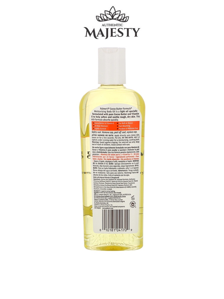 Palmer's Formule au beurre de cacao Huile hydratante pour le corps Légèrement parfumée - 250 ml -