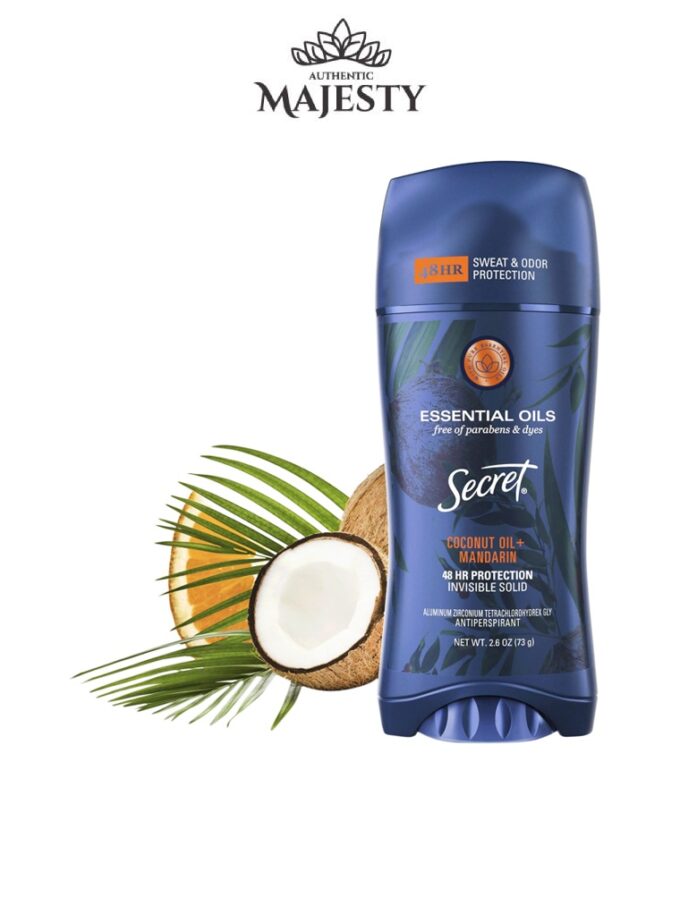 Secret Deodorant Essential Oil Coconut Oil & Mandarin – invisible solid – 73g
