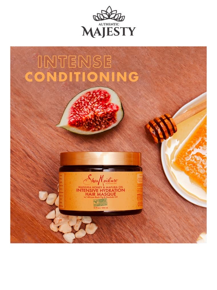 SheaMoisture 5 Masque Capillaire Hydratant  Miel De Manuka Et Huile De Mafura Contrôle Des Frisottis Pour Cheveux Secs - 340g -
