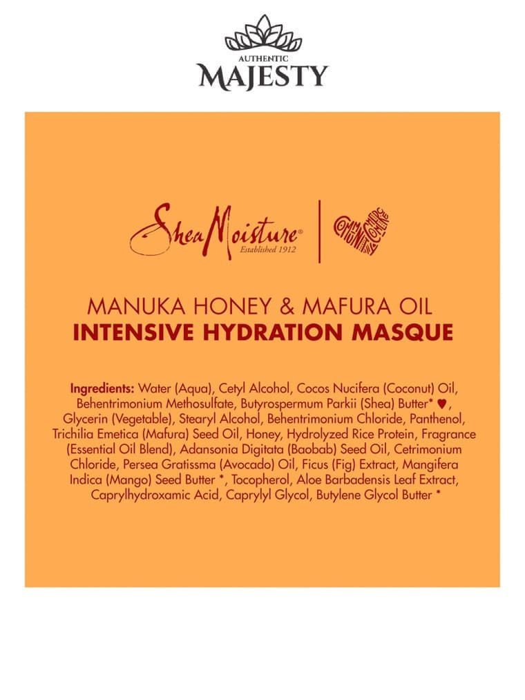 SheaMoisture 5 Masque Capillaire Hydratant  Miel De Manuka Et Huile De Mafura Contrôle Des Frisottis Pour Cheveux Secs - 340g -