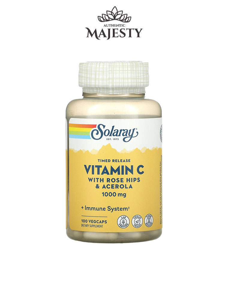 Solaray Vitamine C à Libération Prolongée Avec églantier Et Acérola 1 000 mg - 100 comprimés -