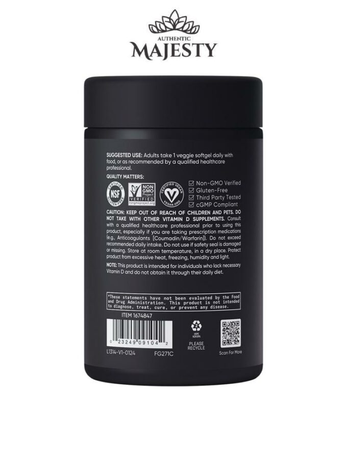 Sports Research D3 + K2 à base de plantes - 60 & 160 gélules végétales -