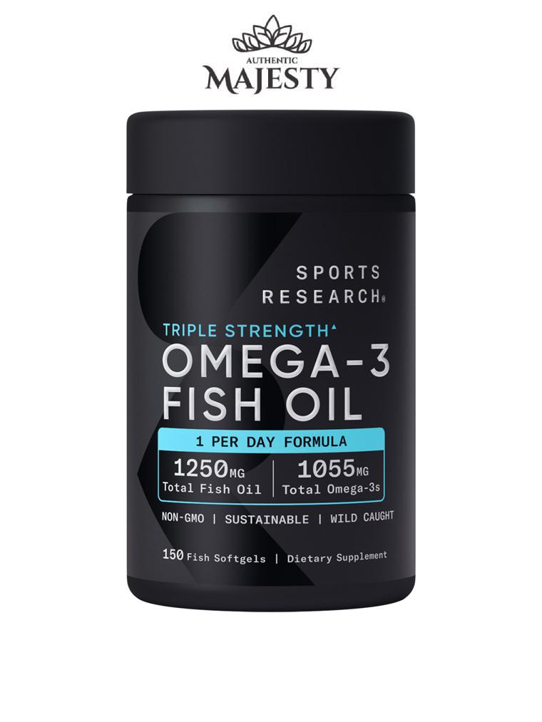 Sports Research Huile de poisson Oméga-3 triple force - 150 gélules de poisson -