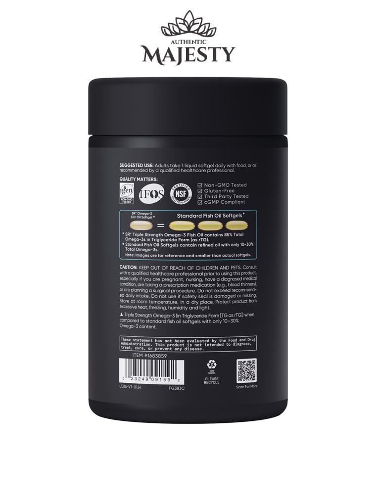 Sports Research Huile de poisson Oméga-3 triple force - 150 gélules de poisson -