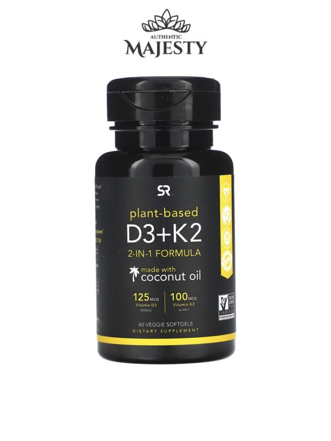 Sports Research D3 + K2 à base de plantes - 60 & 160 gélules végétales -