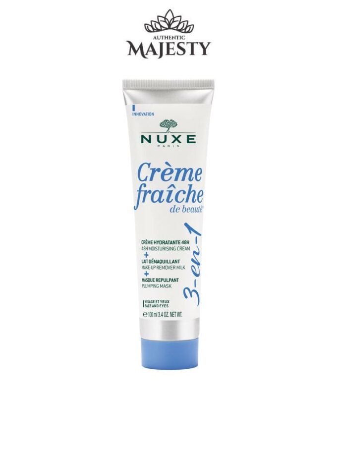 Nuxe 8* Crème Fraîche De Beauté 3-en-1, Crème Hydratante 48h, Lait Démaquillant, Masque Repulpant -100 ml -