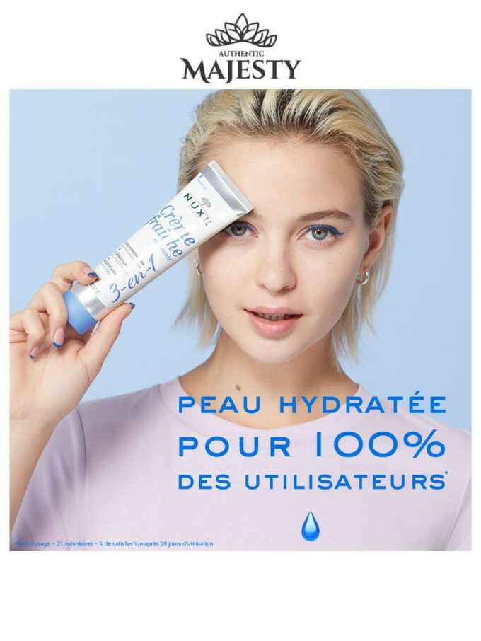 Nuxe 8* Crème Fraîche De Beauté 3-en-1, Crème Hydratante 48h, Lait Démaquillant, Masque Repulpant -100 ml -