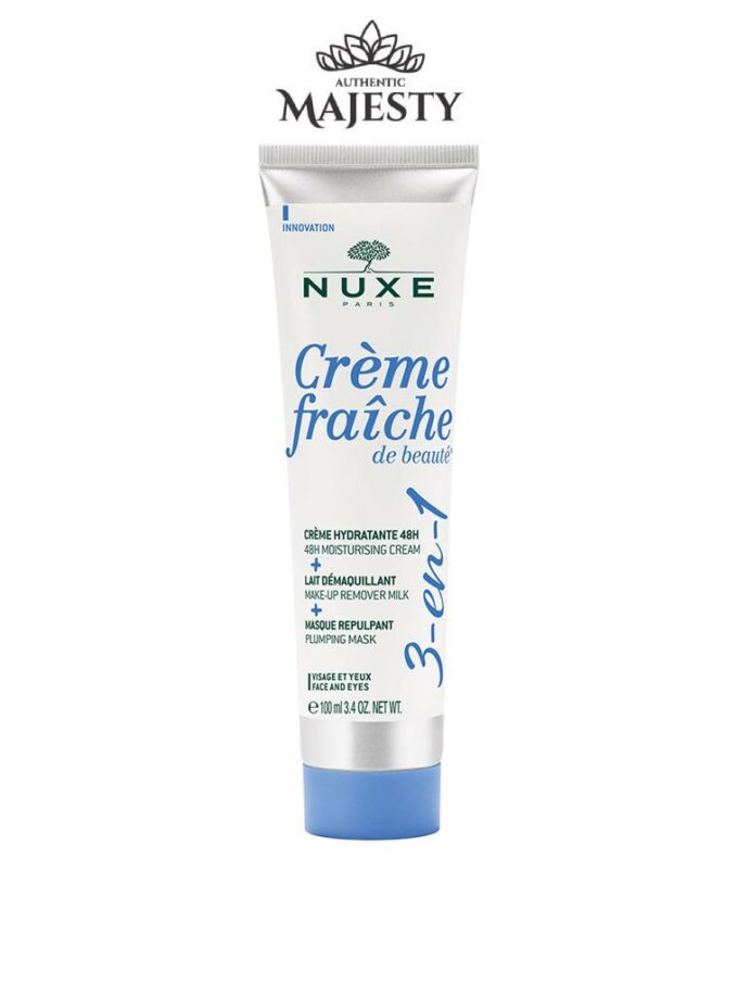 Nuxe 8* Crème Fraîche De Beauté 3-en-1, Crème Hydratante 48h, Lait Démaquillant, Masque Repulpant -100 ml -