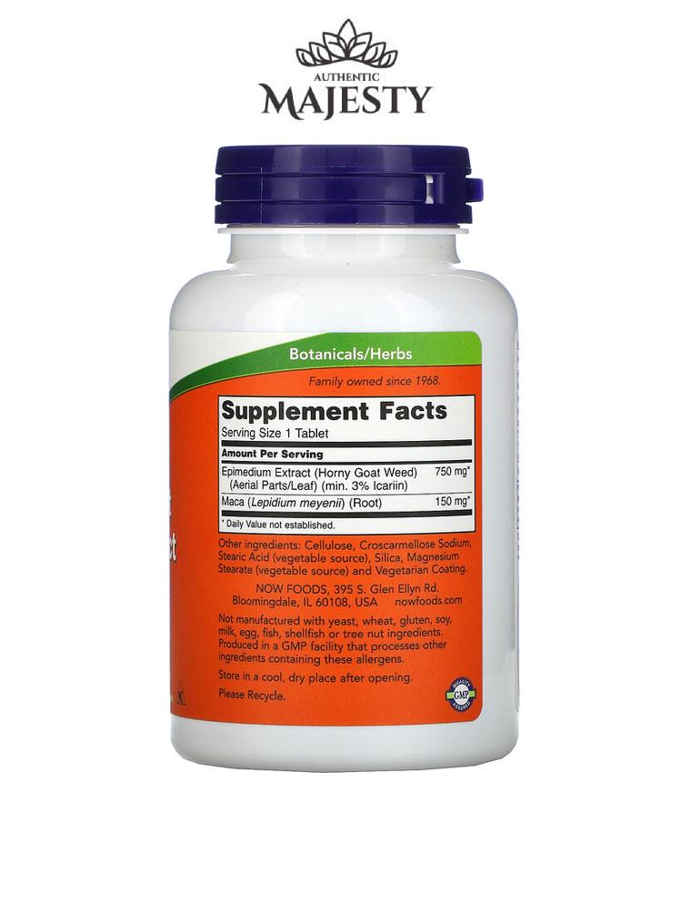 NOW Foods Extrait d’herbe de cornée de chèvre 750 mg - 90 comprimés -