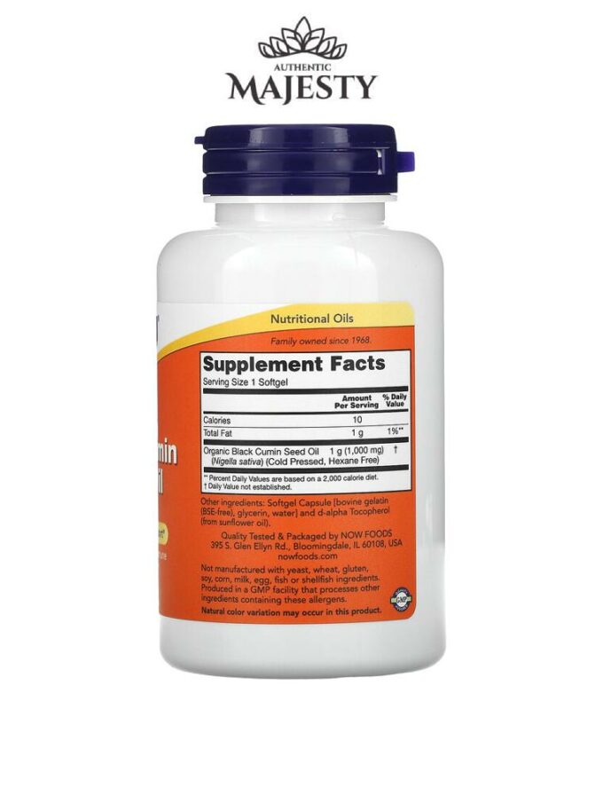 Now Foods Huile De Graine De Nigelle 1000 Mg - 60 Capsules À Enveloppe Molle -