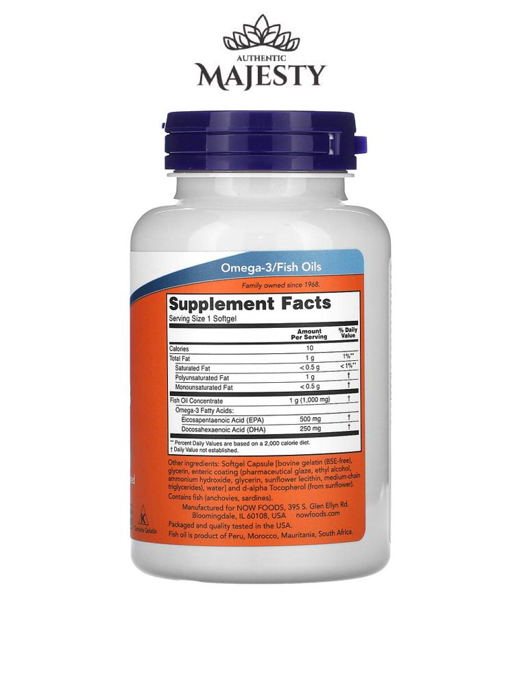 Now Foods Ultra Omega-3 500 EPA / 250 DHA - 90 & 180 gélules à enrobage entérique -