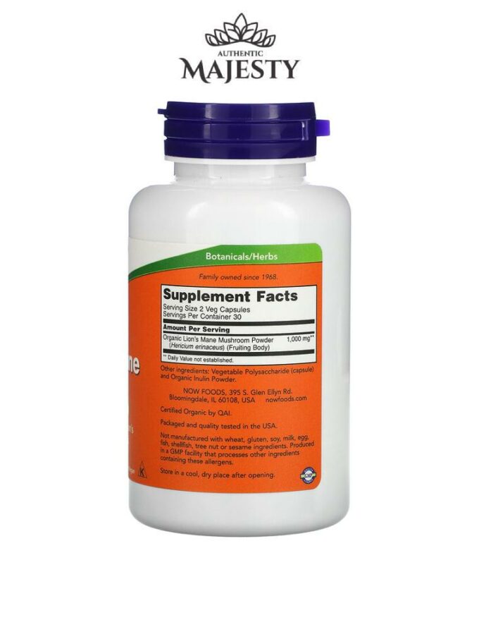 NOW Foods Hydne hérisson (500 mg par capsule) - 60 Vegcaps -
