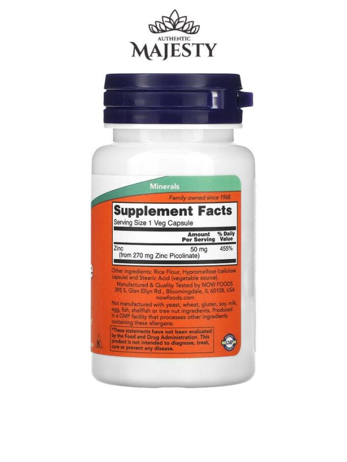 Now Foods Picolinate de zinc 50 mg - 60 & 120 Vegcaps -
